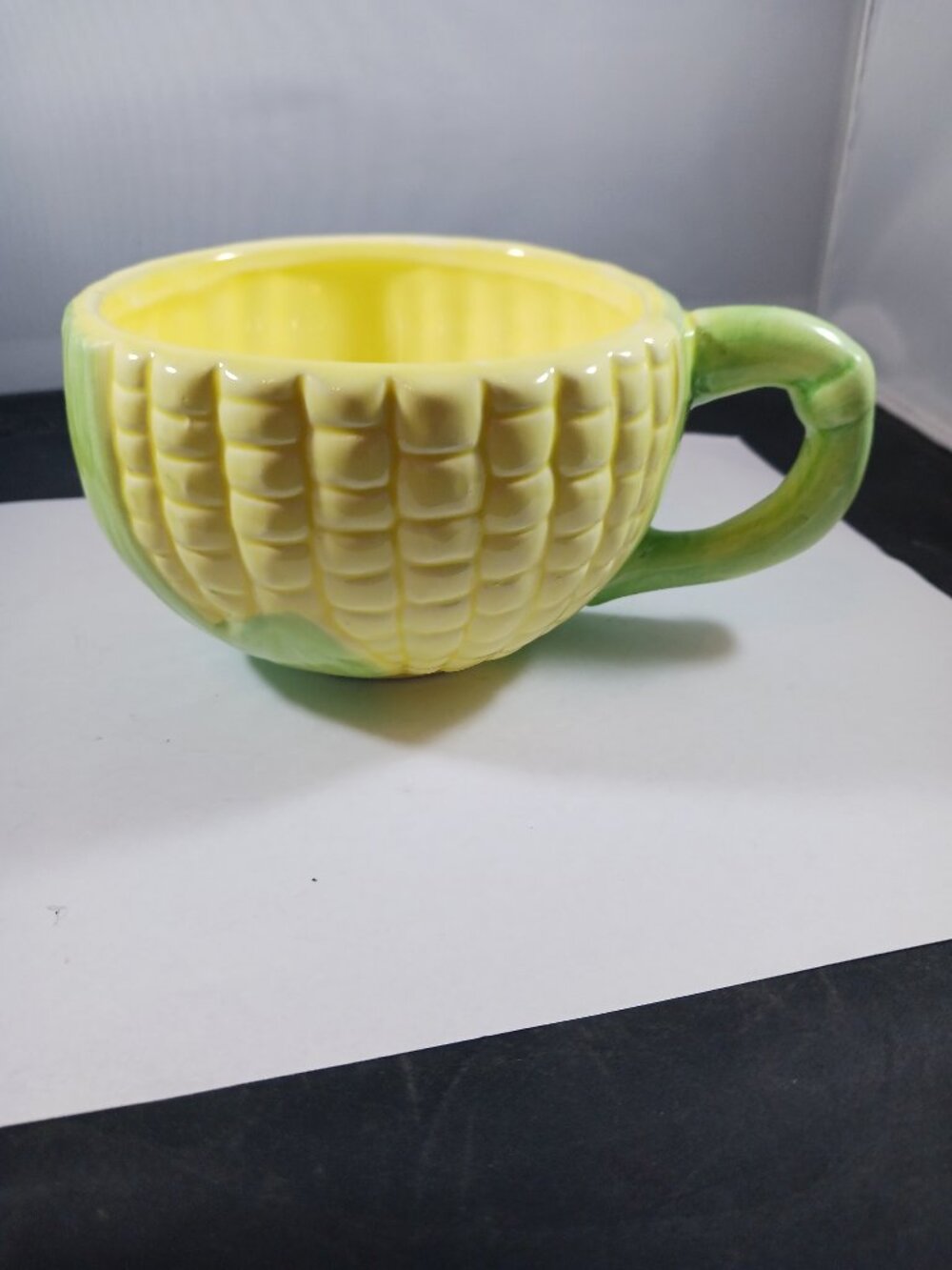 Majolica Style Ceramic Corn Soup Mug